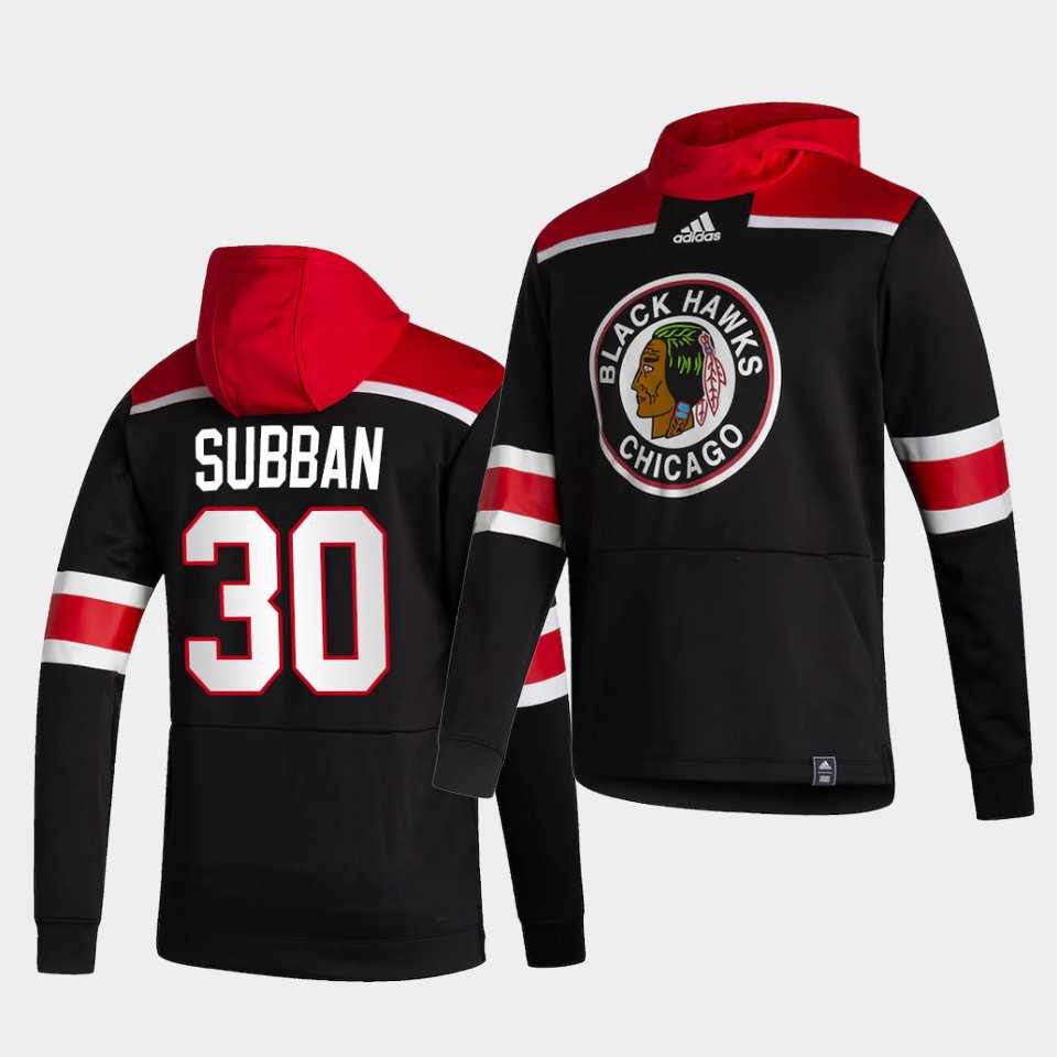 Men Chicago Blackhawks 30 Subban Black NHL 2021 Adidas Pullover Hoodie Jersey
